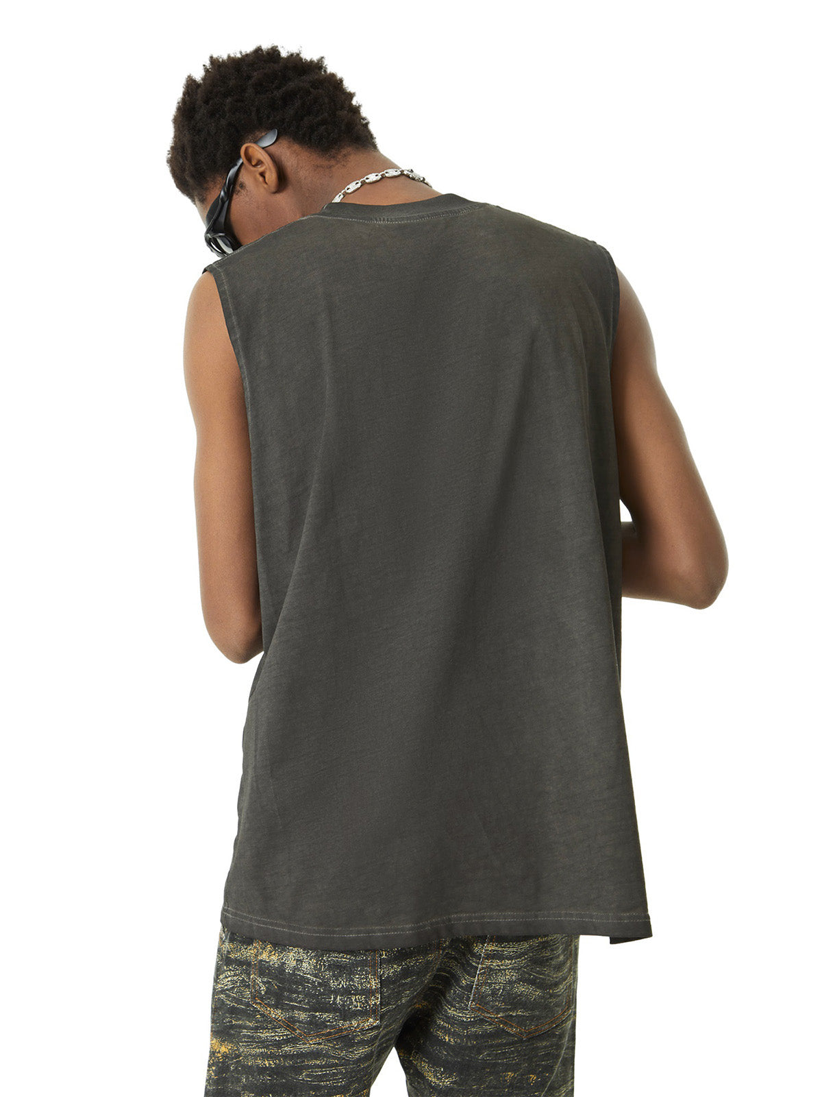 Thesupermade Washed Flame Letters Street Rap Vest