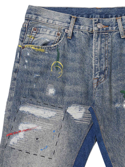 Coutures de déconstruction en micro-corne Splashing Ink pour jeans