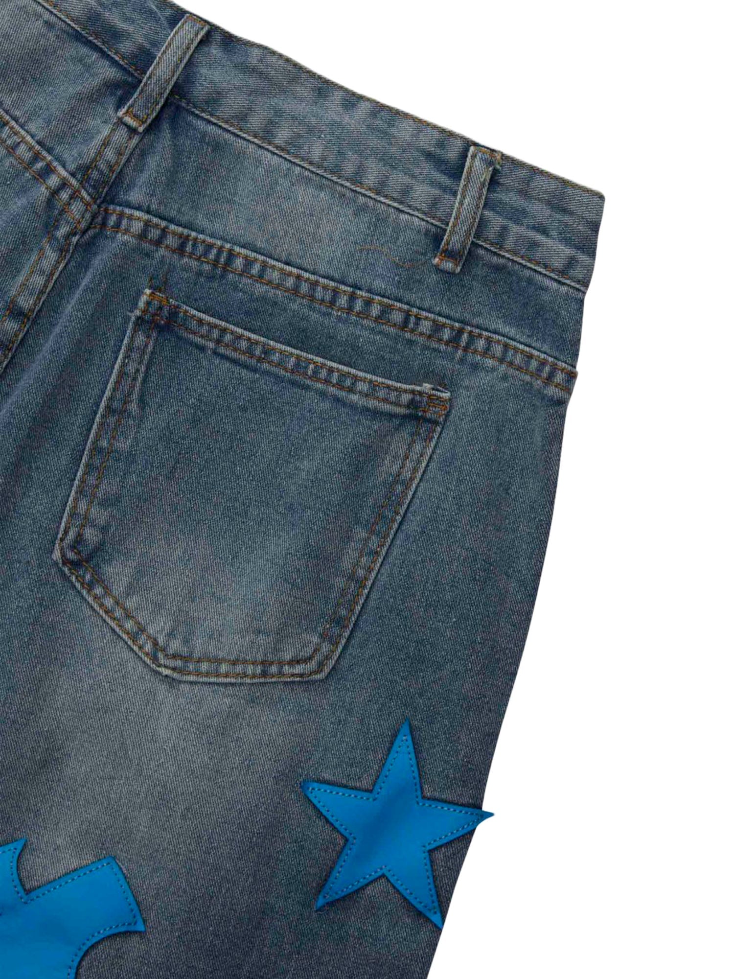 Thesupermade Star Embroidered Denim Shorts