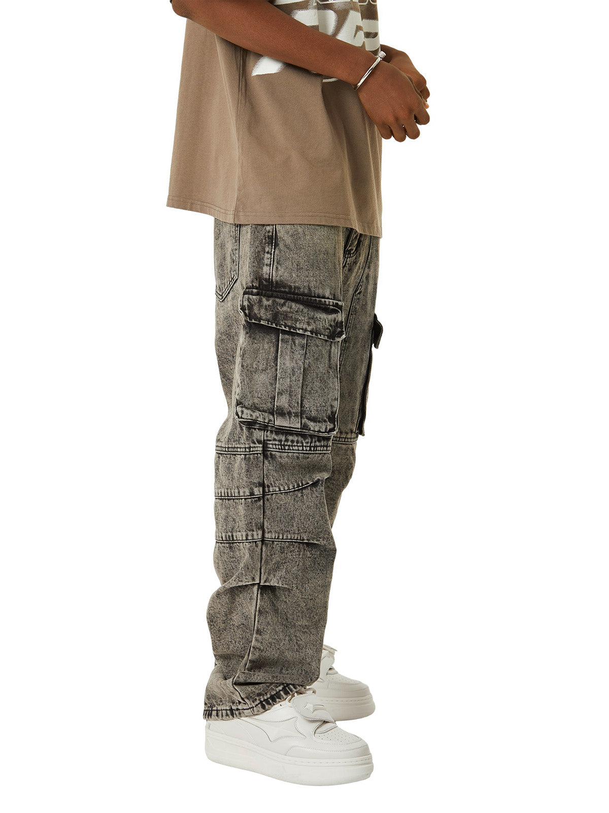 Thesupermade American Street Style Washed Distressed Work Jeans