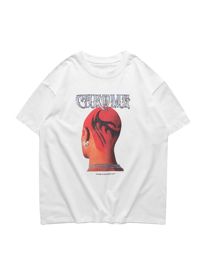 Thesupermade Head Print Hip Hop T-shirt - 1564