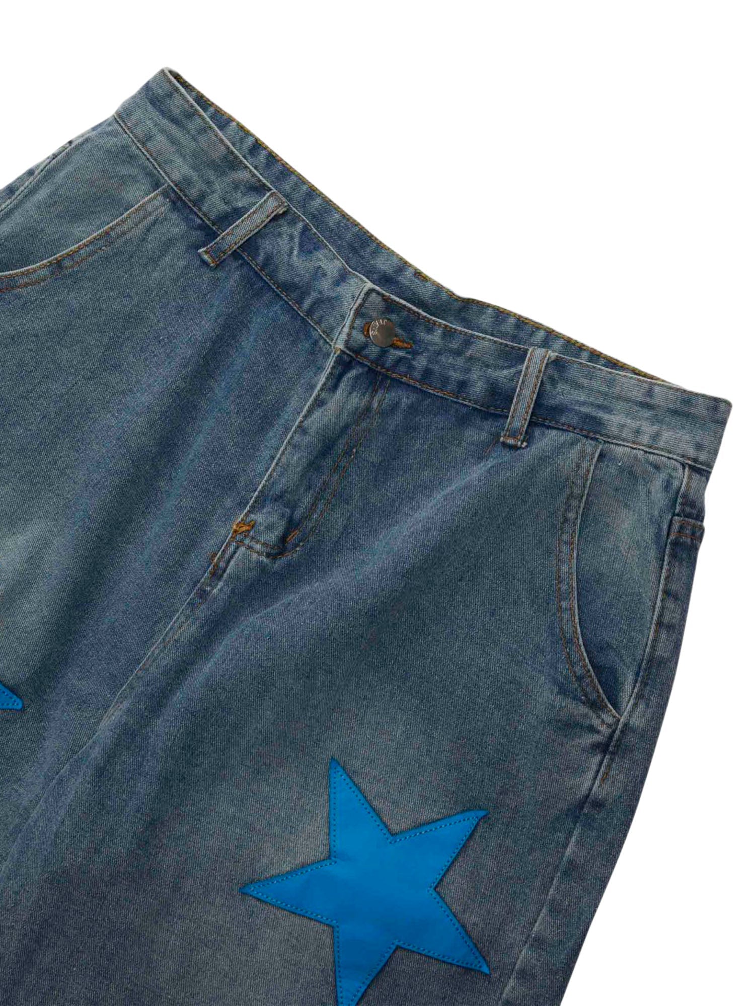 Thesupermade Star Embroidered Denim Shorts