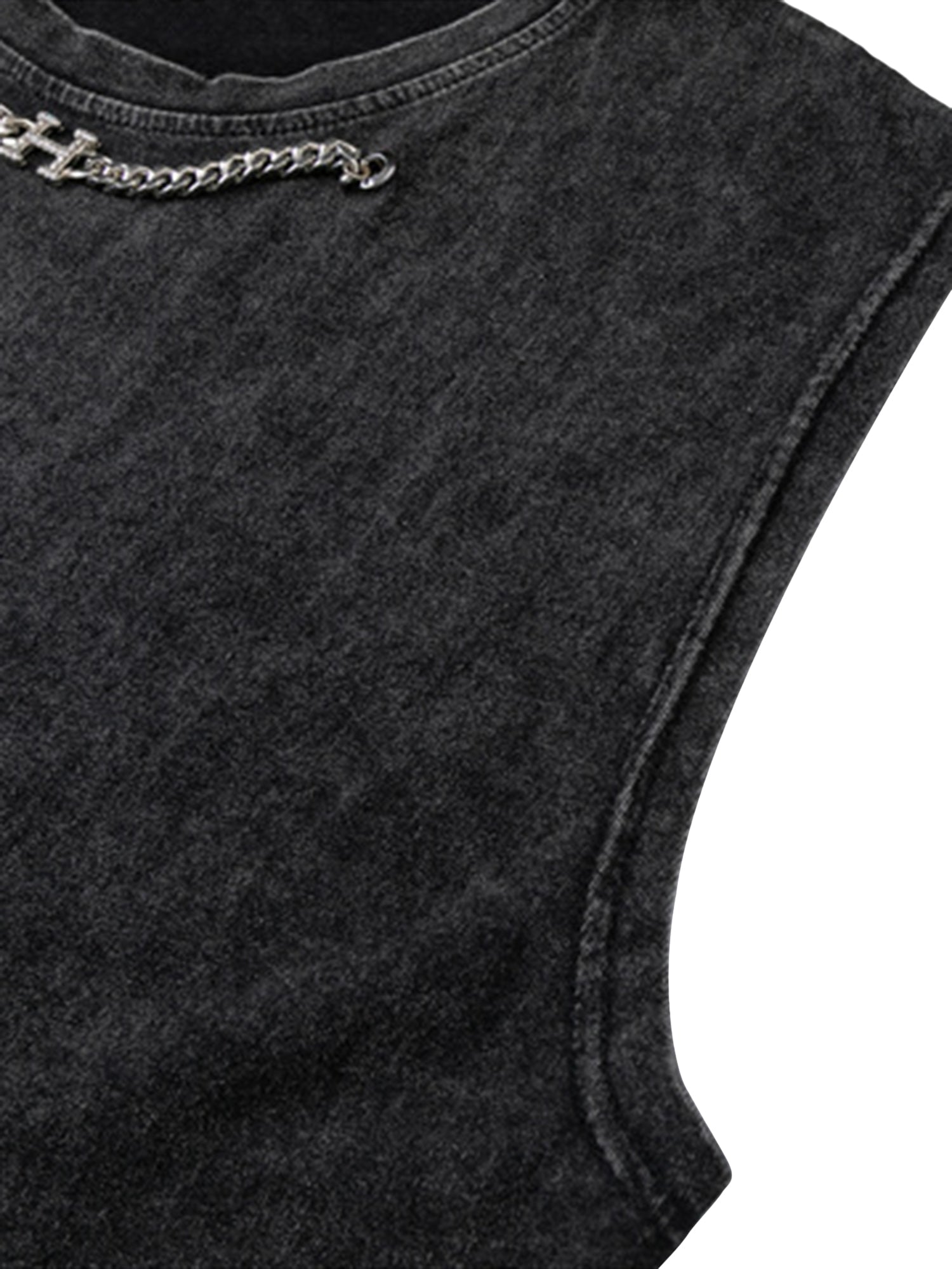 ThesupermadeVintage – Weste mit verwaschenem Metallic-Phantombuchstaben, Distressed-Look – 2060 