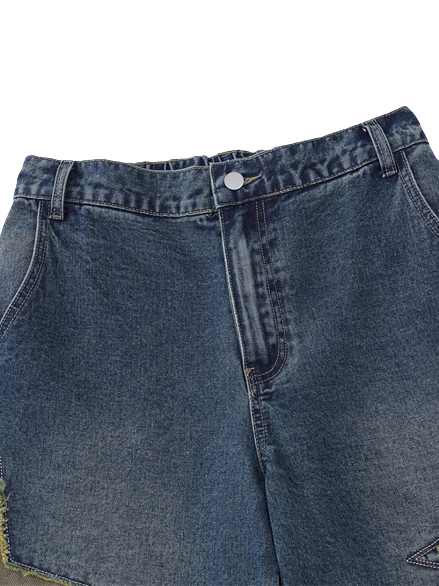 Short en jean brodé étoiles Street Patchwork - 2133