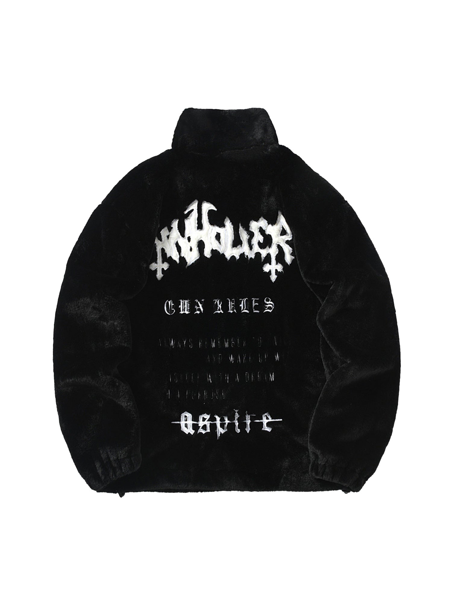 Thesupermade Hip-Hop-Pelzjacke mit Stehkragen und Buchstaben - 1908 