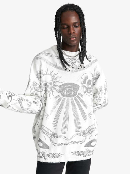 Thesupermade – Pullover mit Totenkopf-Print im Used-Look – 1002 
