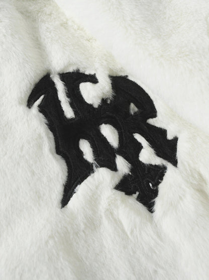 Thesupermade Hip-Hop-Pelzjacke mit Stehkragen und Buchstaben - 1908 