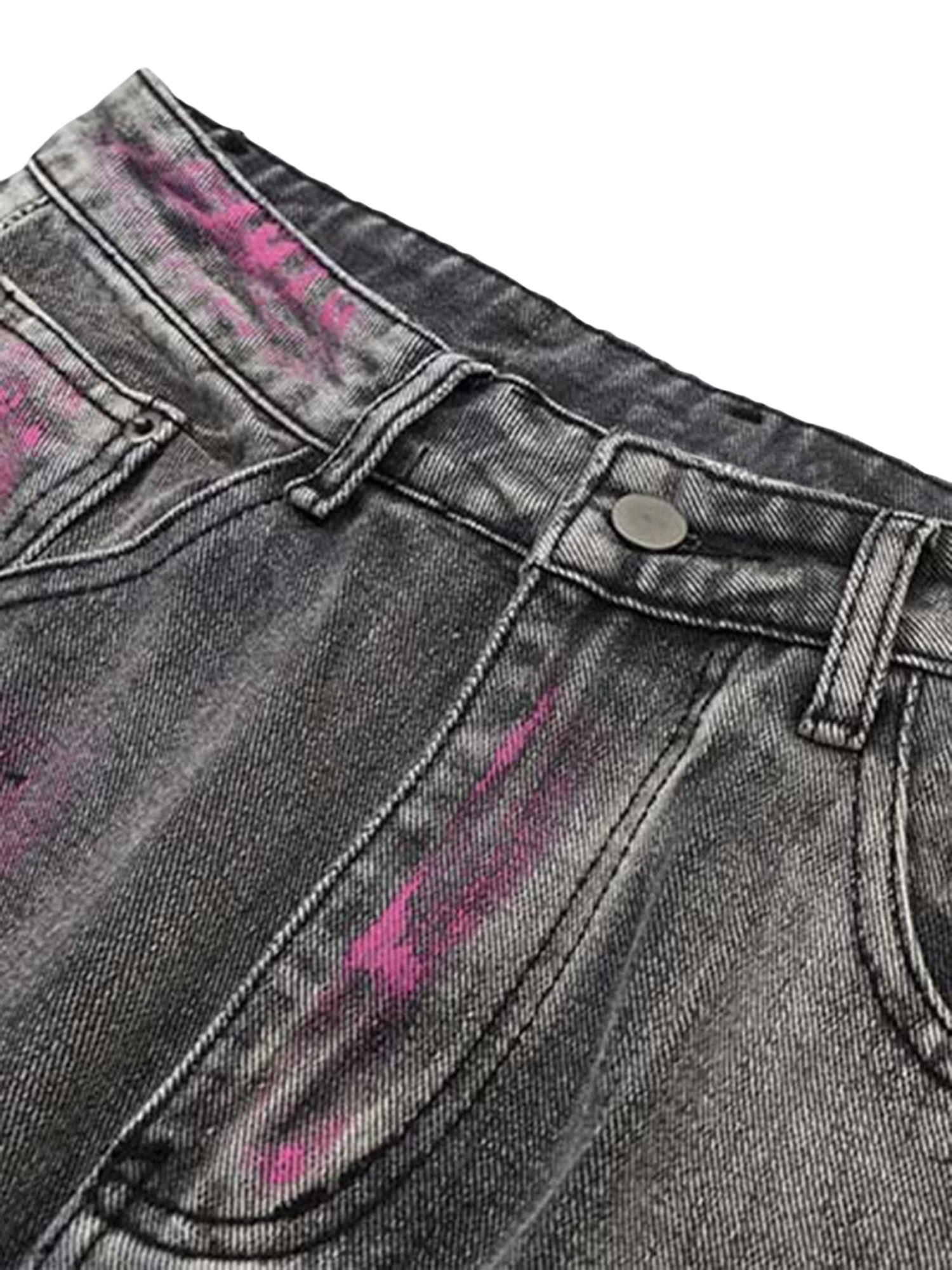 Thesupermade Graffiti Distressed Washed Baggy Jeans - 1886