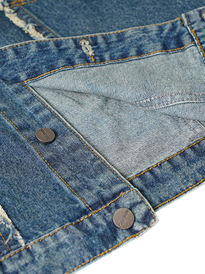 Gilet en denim délavé à bords bruts Thesupermade High Street