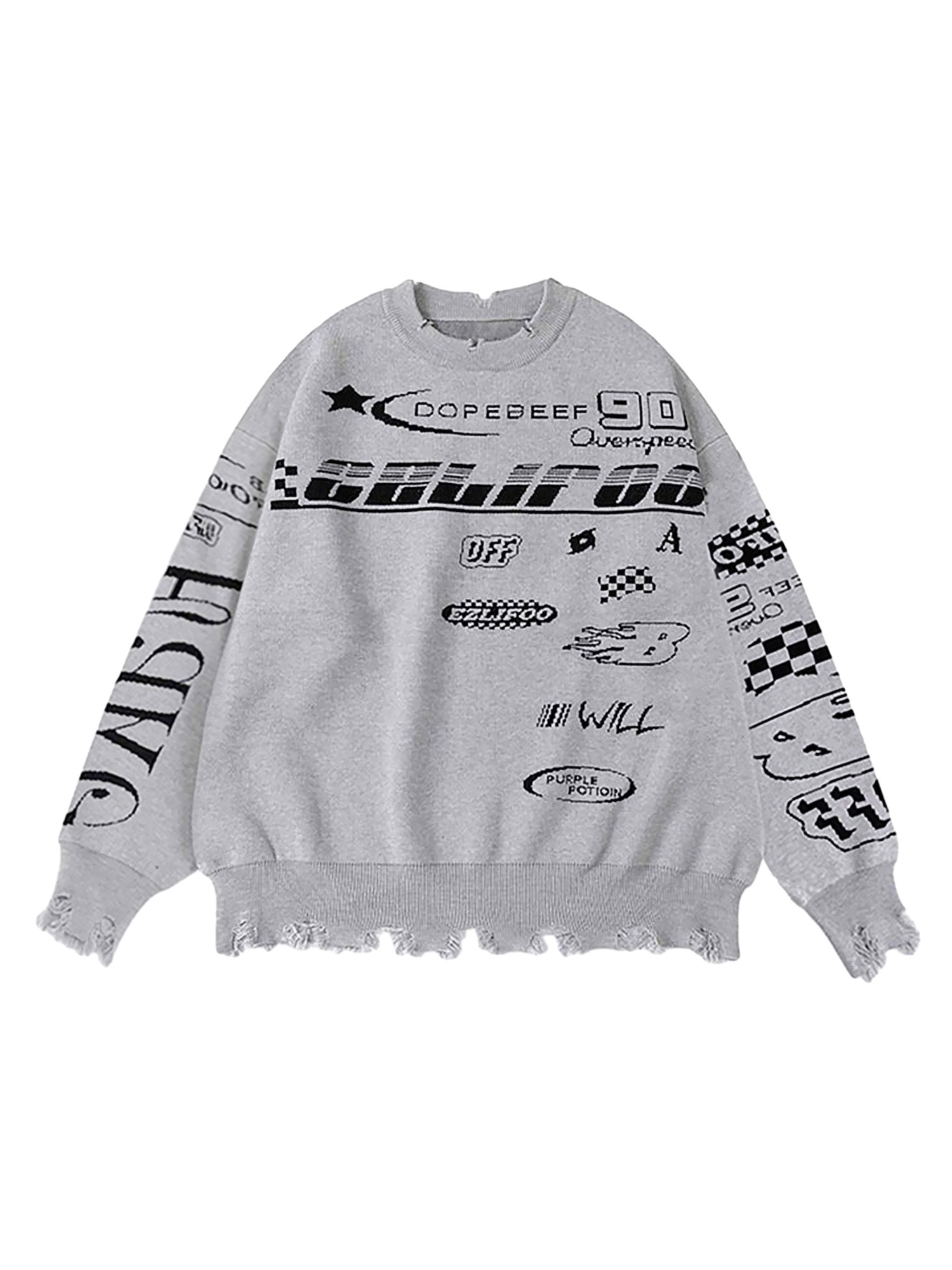 Thesupermade Ripped Racing Sweater