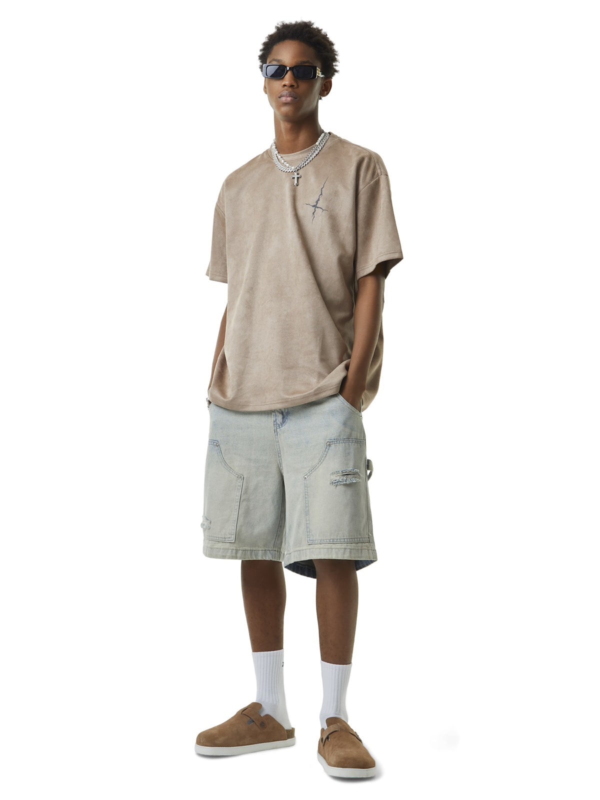 Thesupermade – Verwaschene Hip-Hop-Shorts im Retro-Stil von Thesupermade 