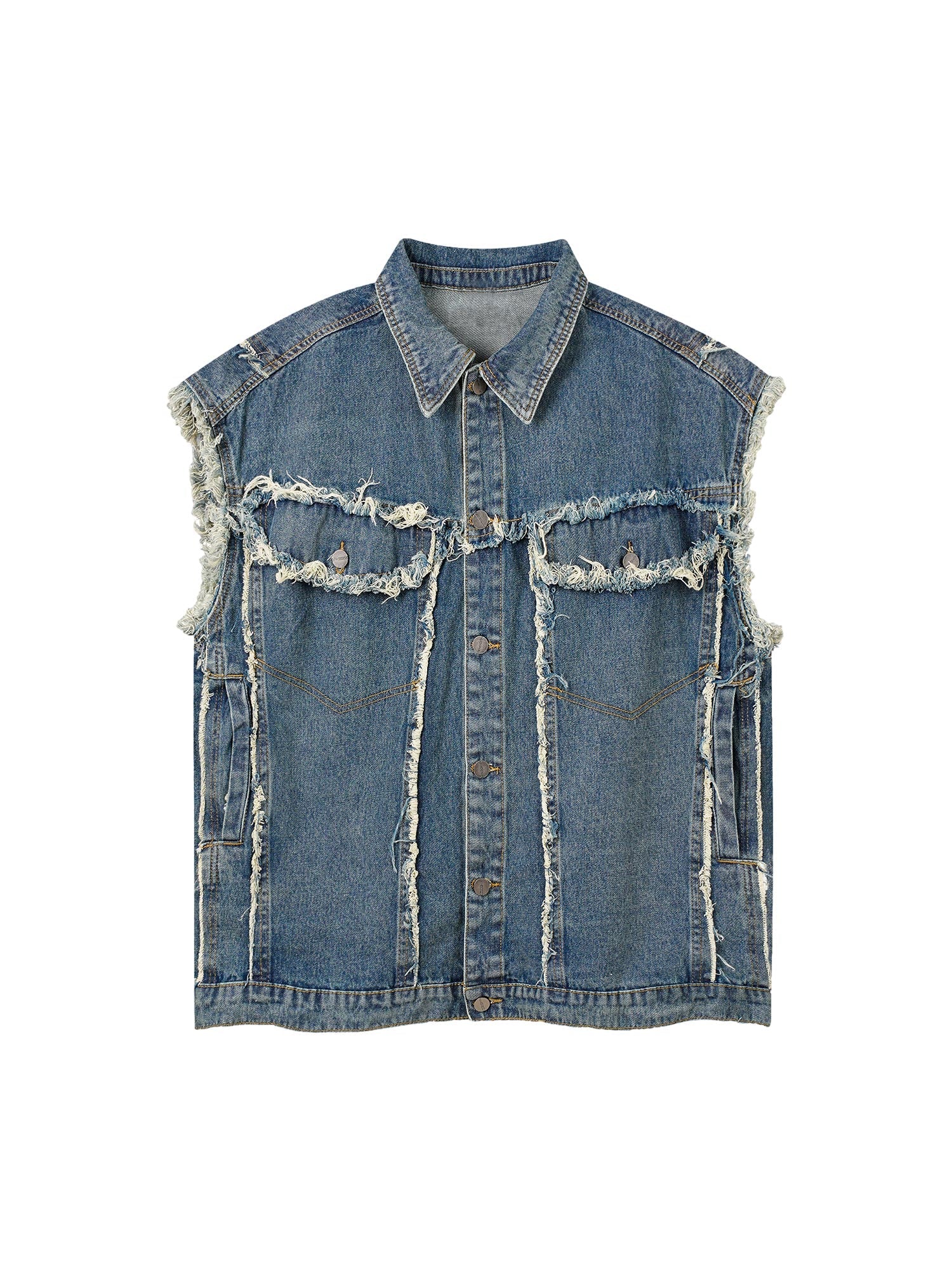Gilet en denim délavé à bords bruts Thesupermade High Street