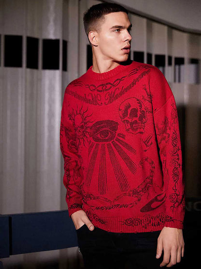 Thesupermade – Pullover mit Totenkopf-Print im Used-Look – 1002 
