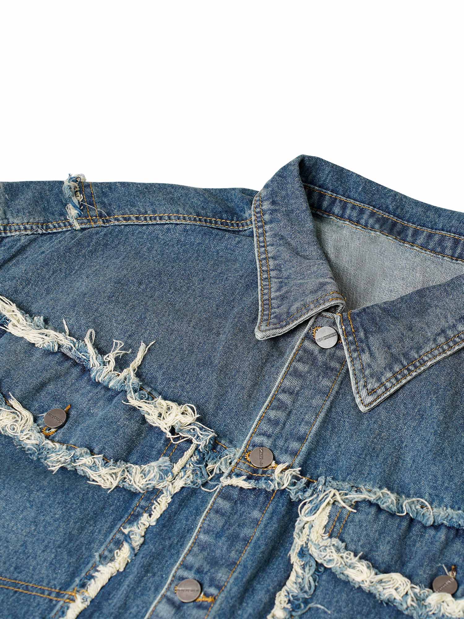 Gilet en denim délavé à bords bruts Thesupermade High Street