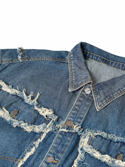 Gilet en denim délavé à bords bruts Thesupermade High Street