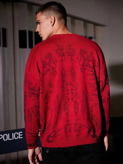 Thesupermade – Pullover mit Totenkopf-Print im Used-Look – 1002 