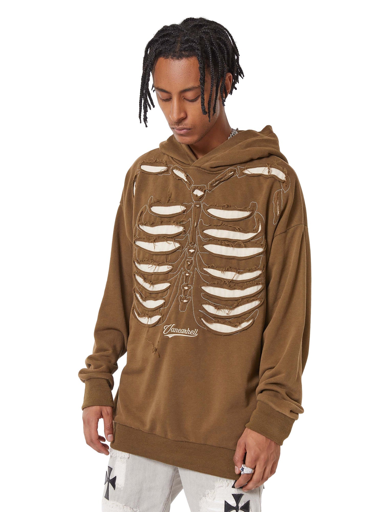 Thesupermade – Gewaschenes und gealtertes Kapuzensweatshirt – 1674 