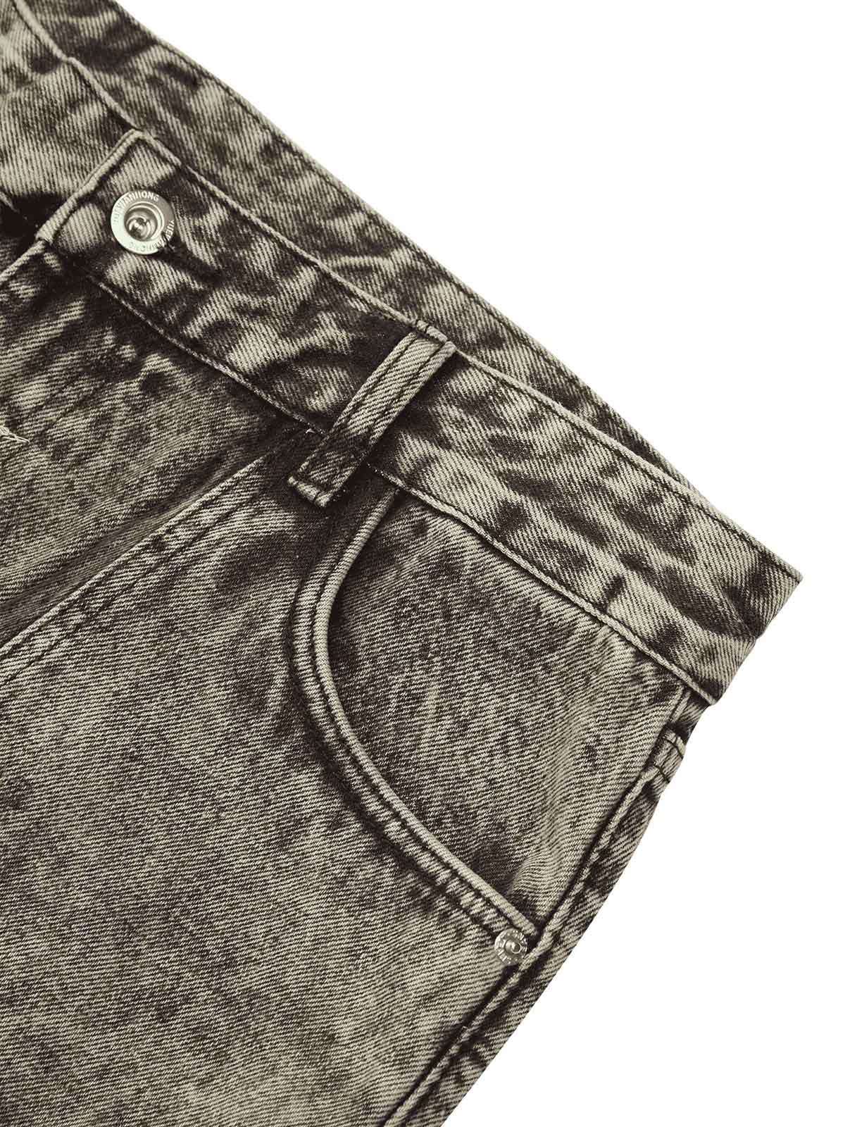 Thesupermade American Street Style Washed Distressed Work Jeans