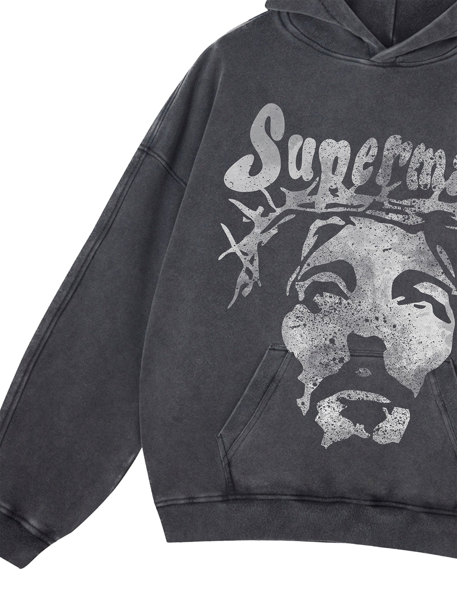 Thesupermade Heavy Washed Jesus Graphic Hoodie - 1973