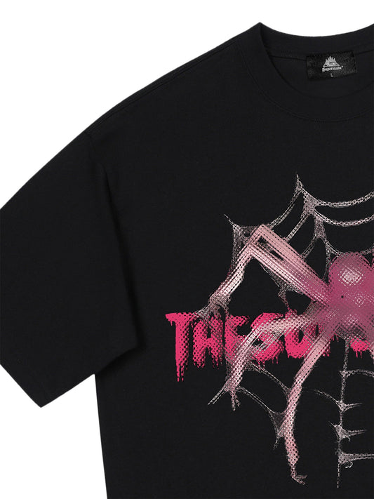 Thesupermade – Hip-Hop-T-Shirt mit rosa Diamanten und Spinne 