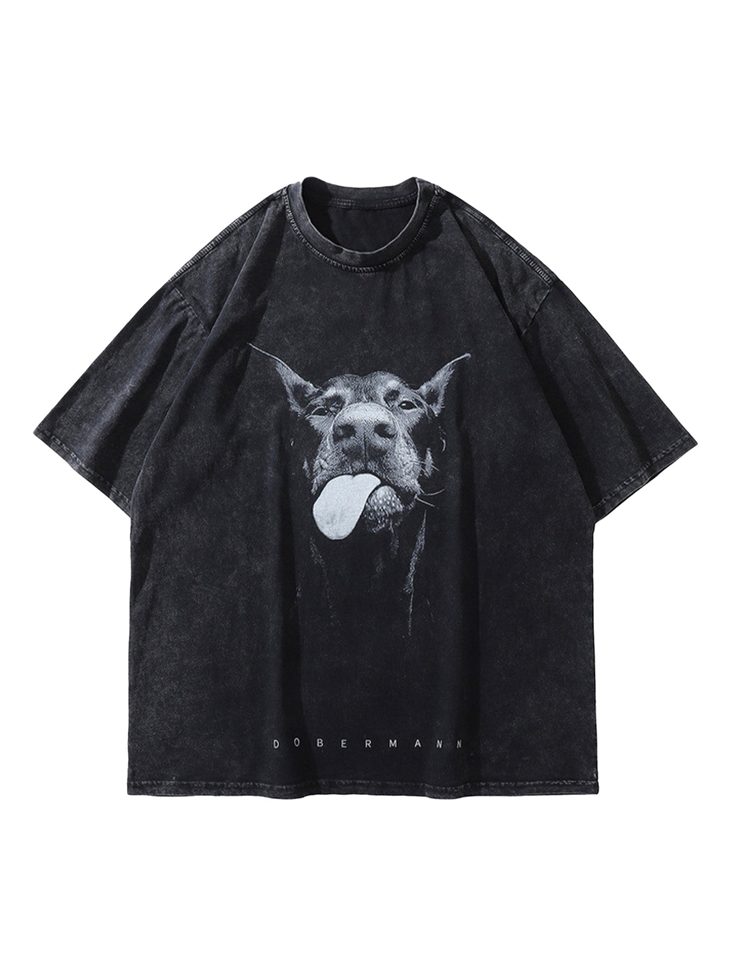 Thesupermade Retro Hip-hop Doberman Print T-shirt - 2172