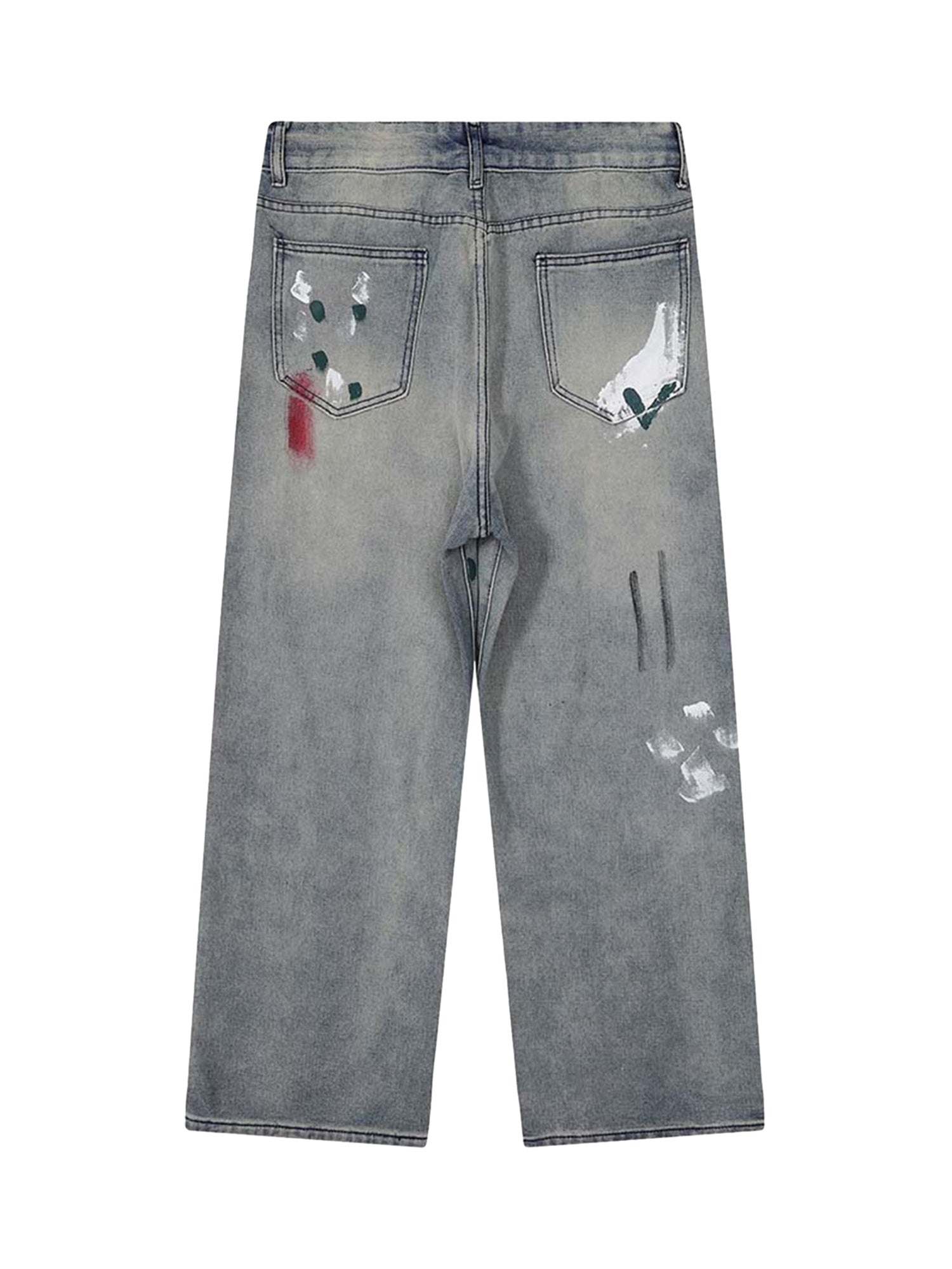 Thesupermade Vintage Ink Splash Washed And Distressed Jeans