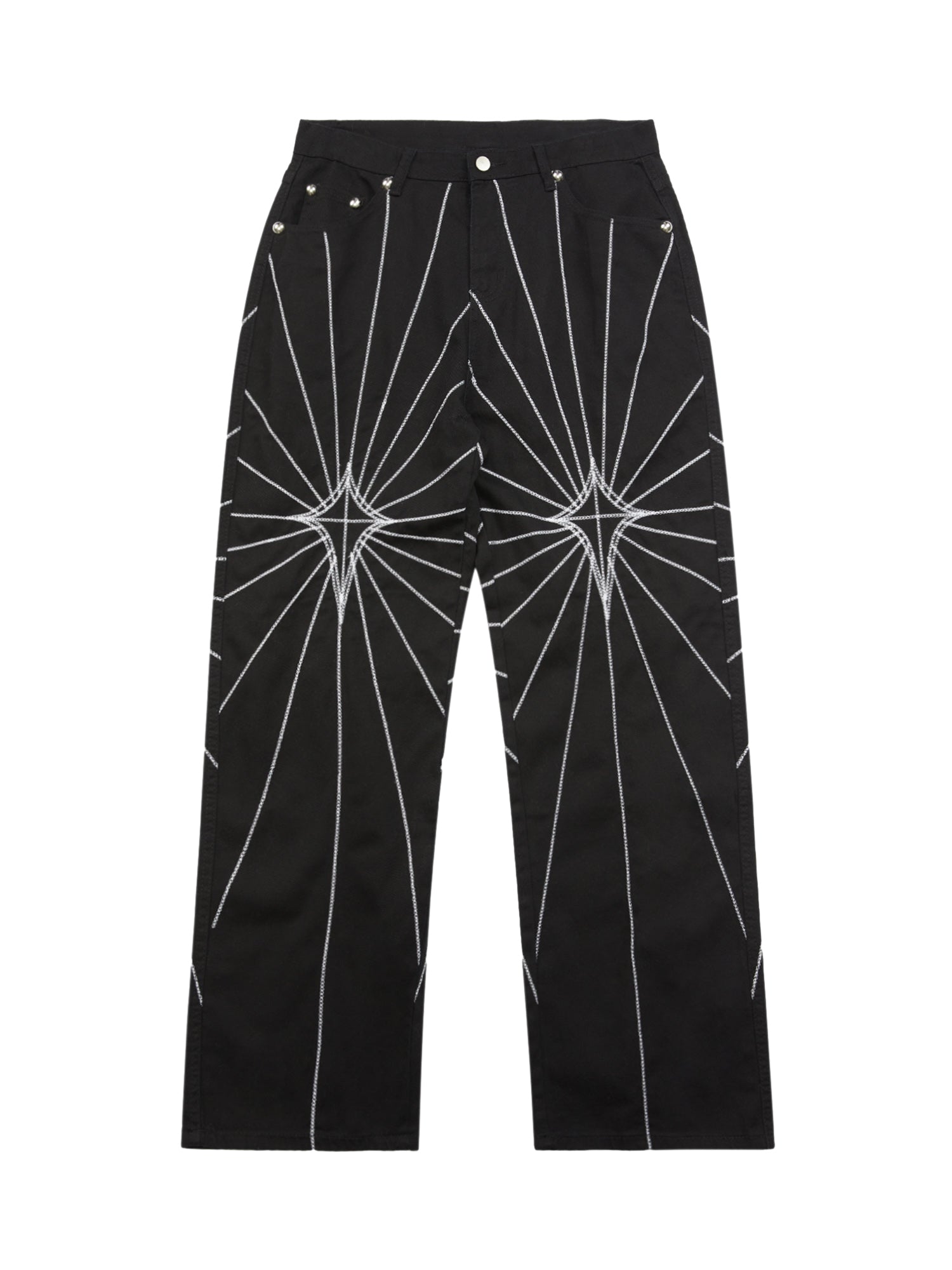 Thesupermade Heavy Spider Web Embroidered Topstitch Jeans/French trousers