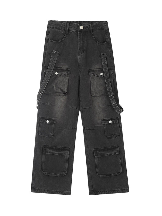 Jean hip-hop vintage délavé à rivets Web Thesupermade