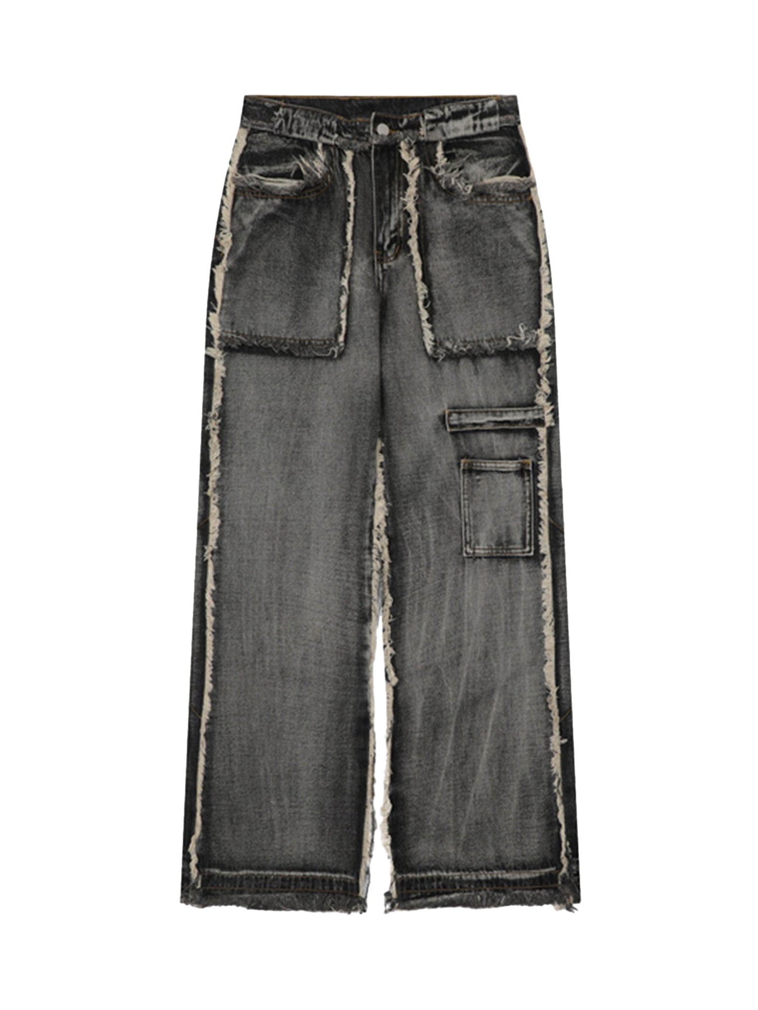 Thesupermade High Street Washed And Distressed Raw Edge Jeans - 2068