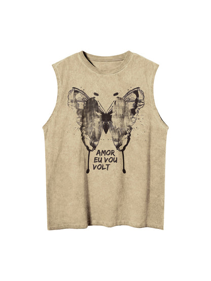 Thesupermade – Weste mit verwaschenem Distressed-Schmetterlings-Print 