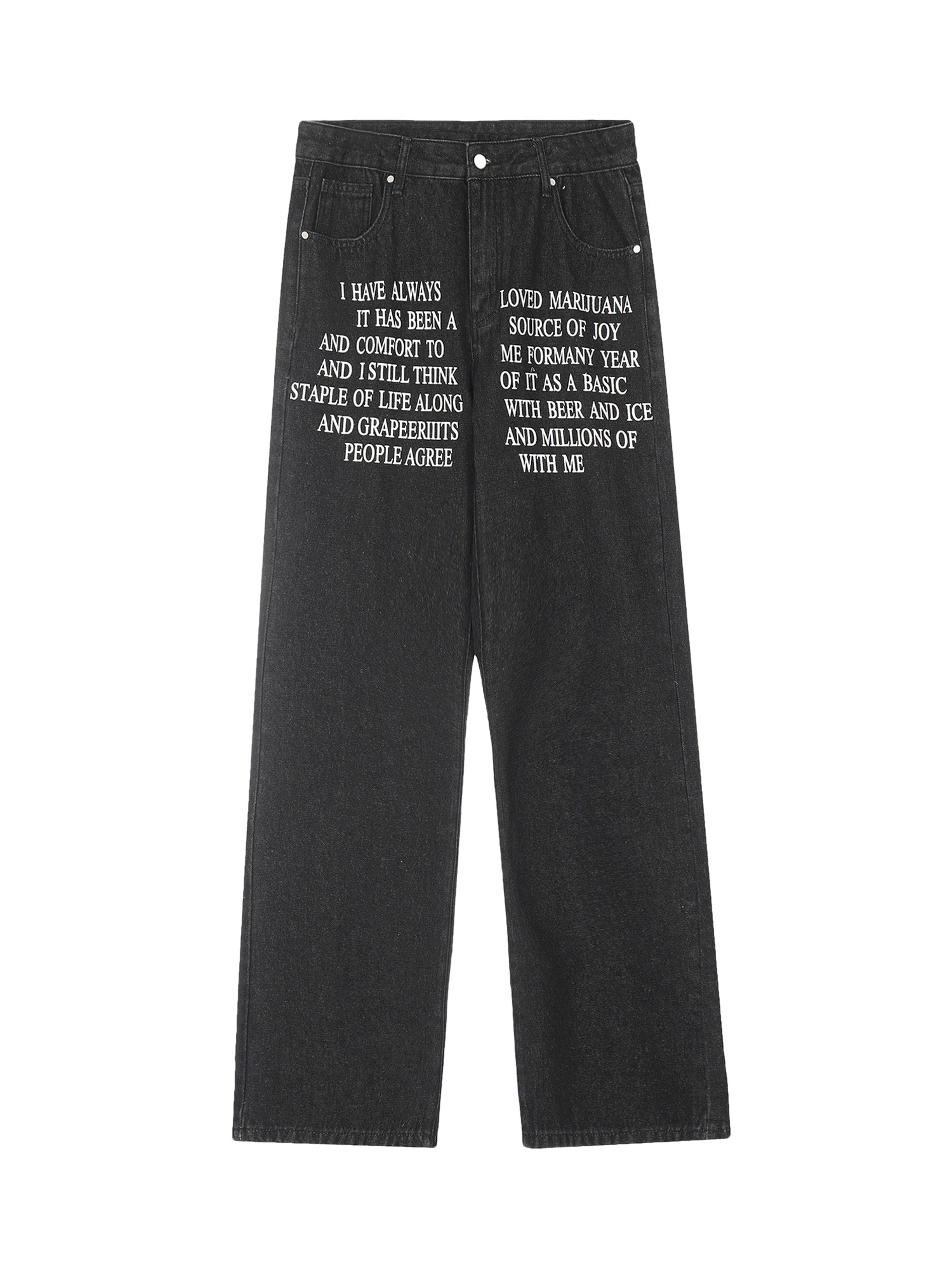 Thesupermade Letter Embroidery Hip-Hop Washed Jeans