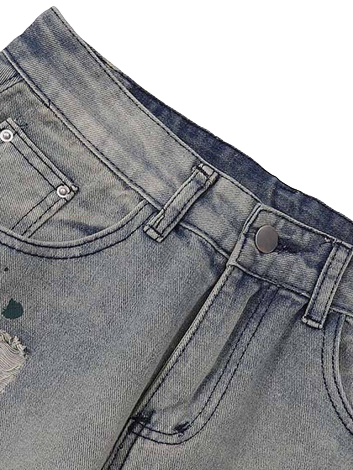 Thesupermade Vintage Ink Splash Washed And Distressed Jeans