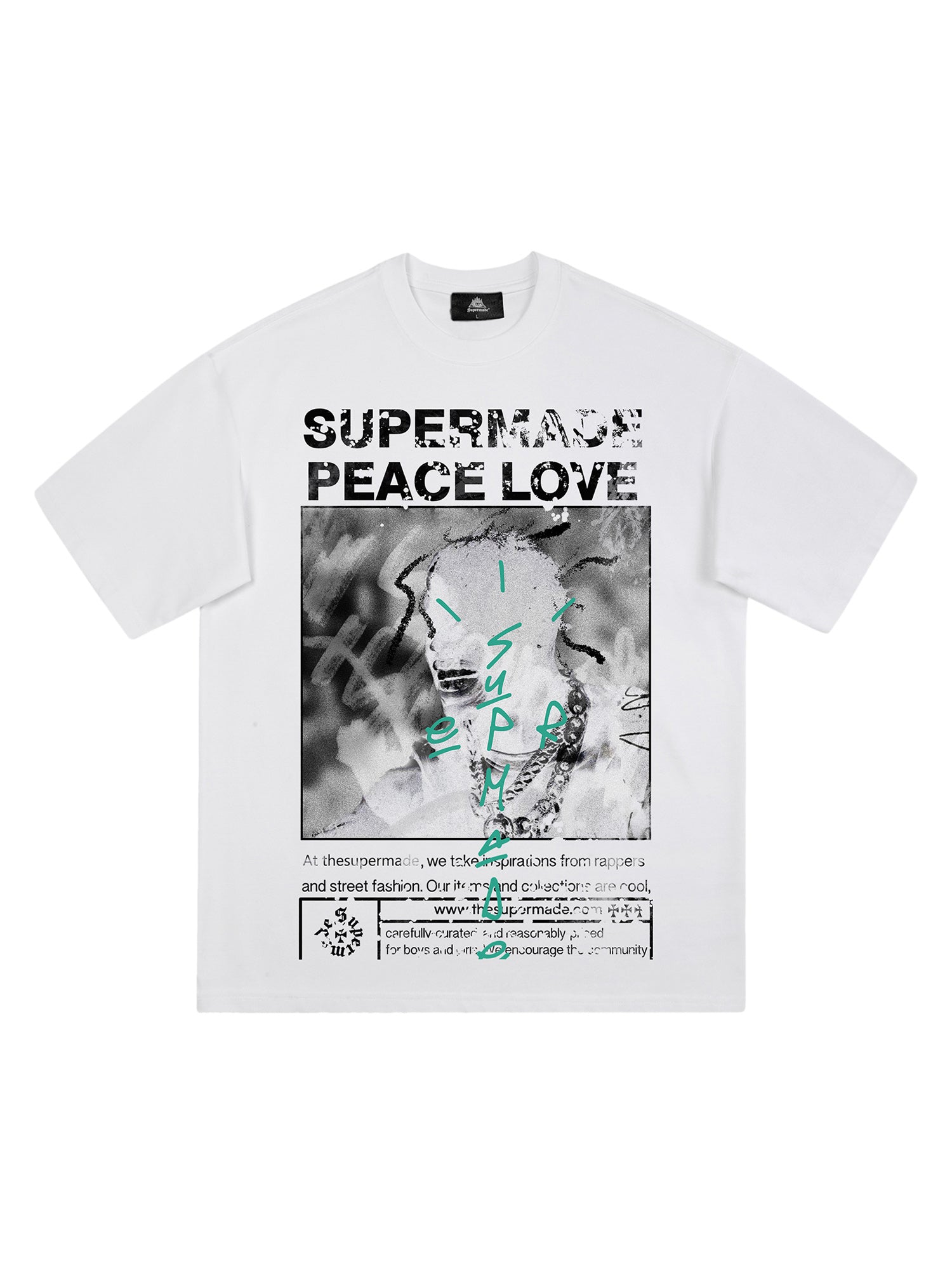 Thesupermade – Übergroßes T-Shirt mit Grafik „Gangsta Rapper“ – 1990 