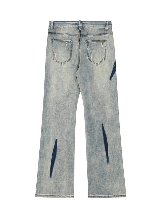 Jean hip-hop vintage délavé à structure fendue supermade