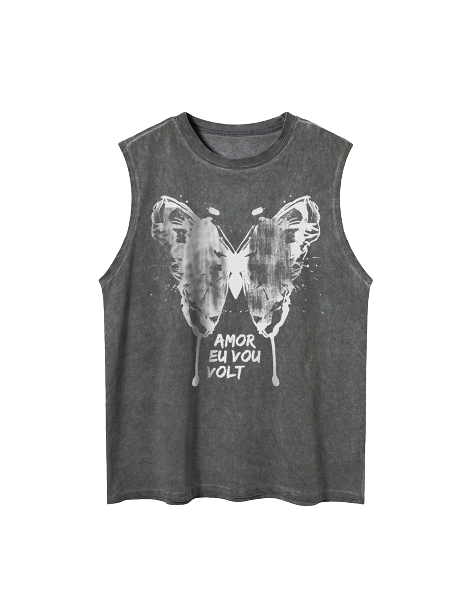 Thesupermade – Weste mit verwaschenem Distressed-Schmetterlings-Print 