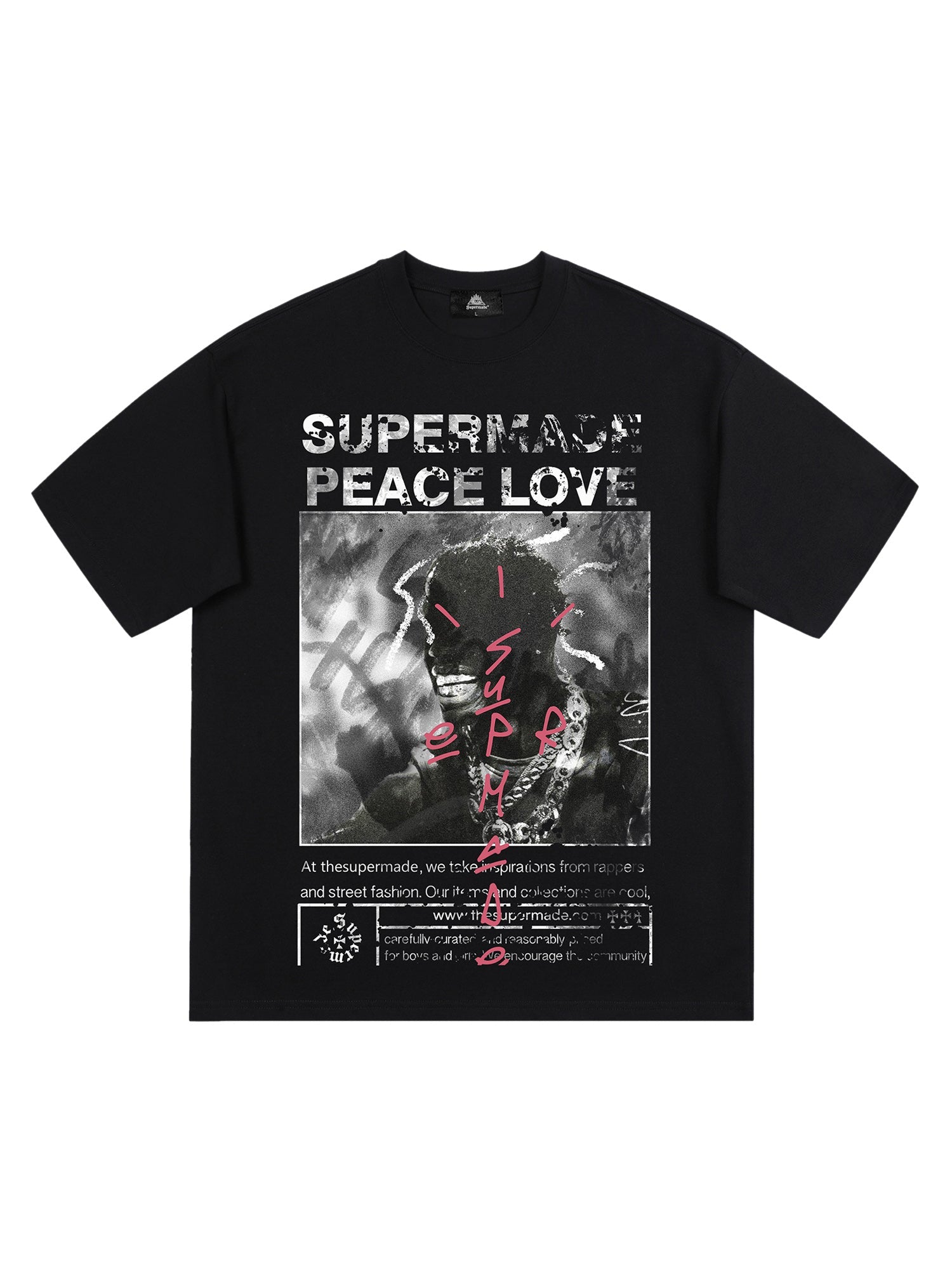 Thesupermade – Übergroßes T-Shirt mit Grafik „Gangsta Rapper“ – 1990 