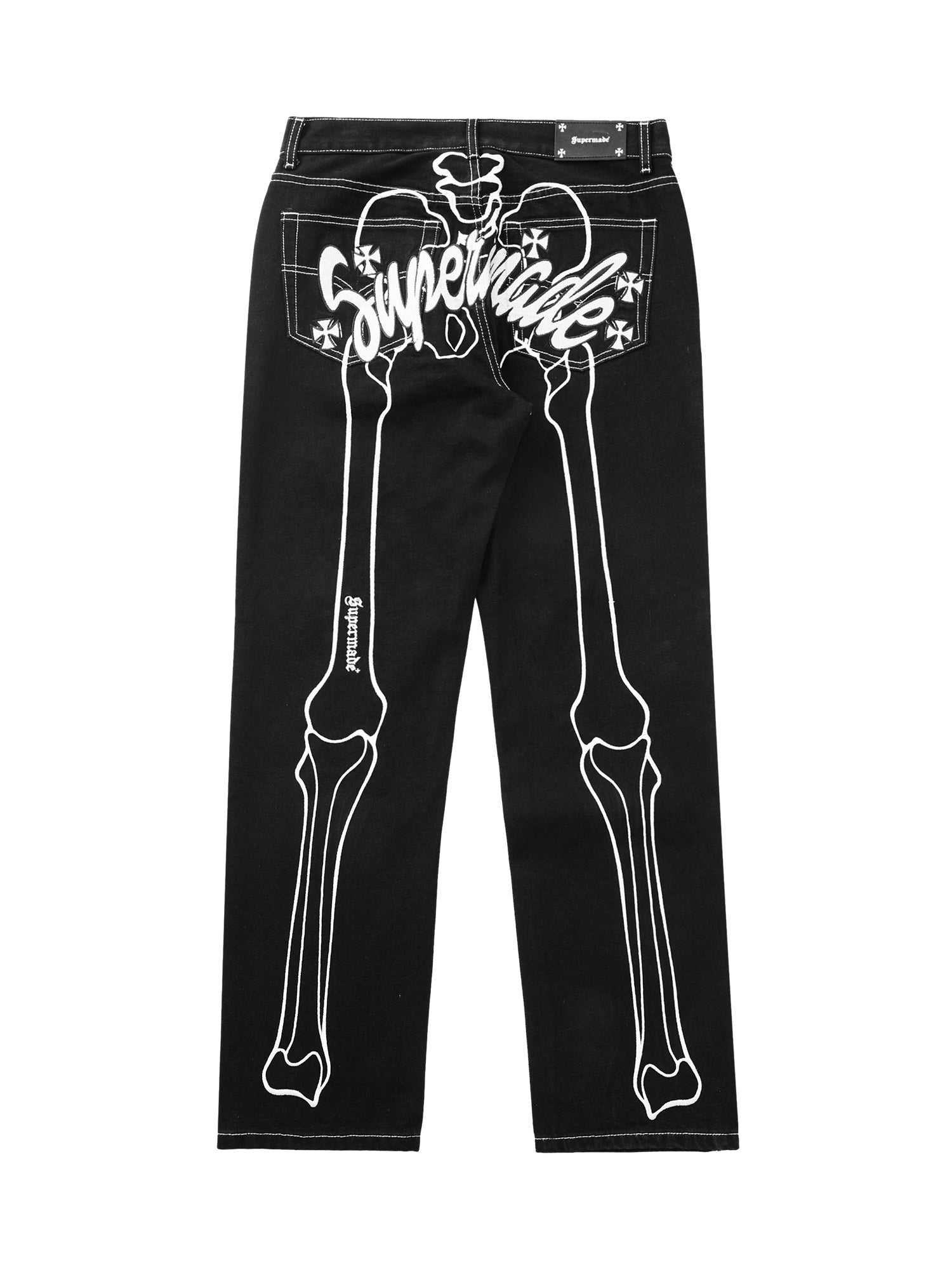 Thesupermade Hip Hop Bones Embroidered Jeans - 1859