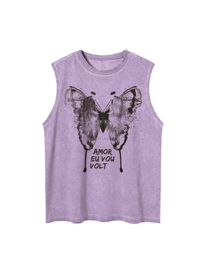 Thesupermade – Weste mit verwaschenem Distressed-Schmetterlings-Print 
