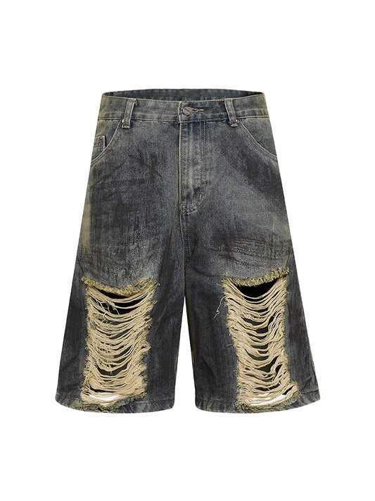 Short en jean délavé et vieilli Thesupermade High Street