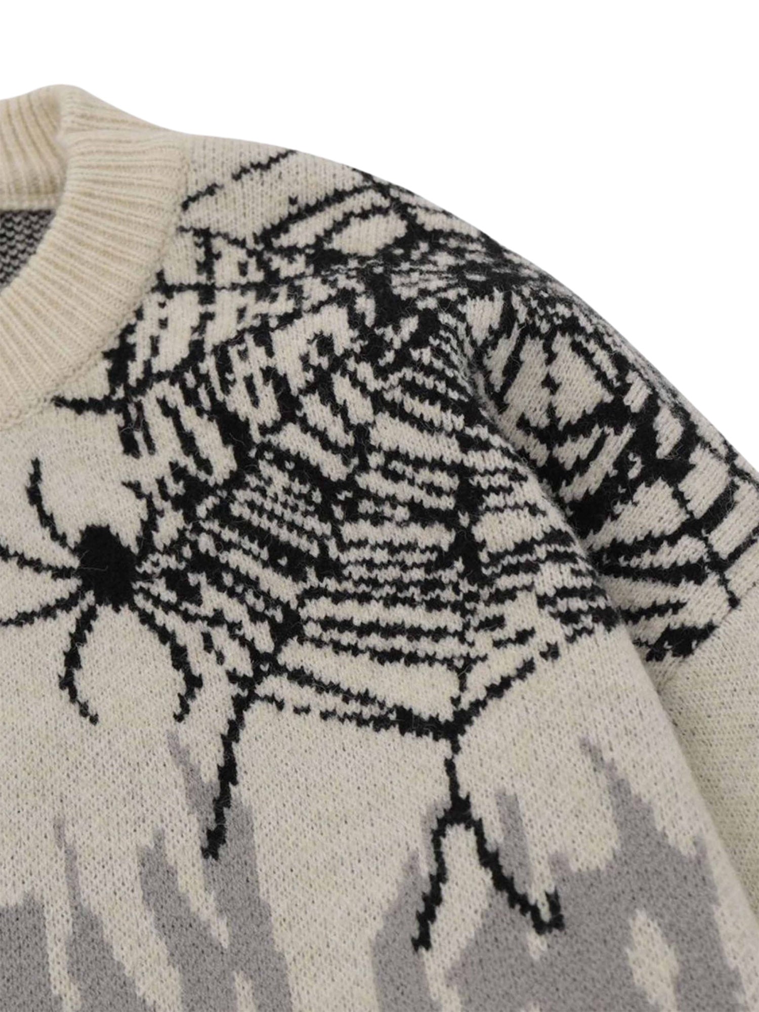 Round-neck Spider Destroy Design Sweater- 1976