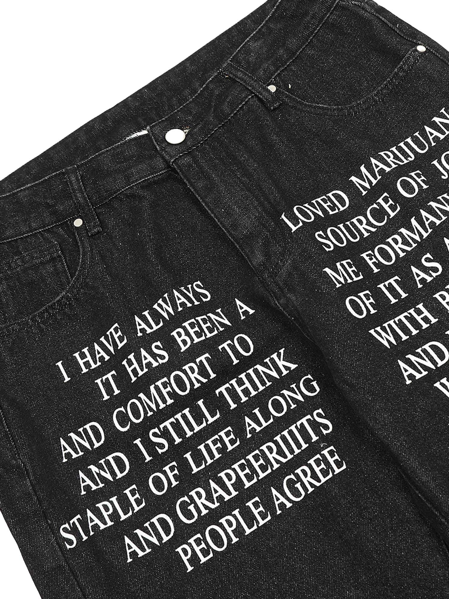 Thesupermade Letter Embroidery Hip-Hop Washed Jeans