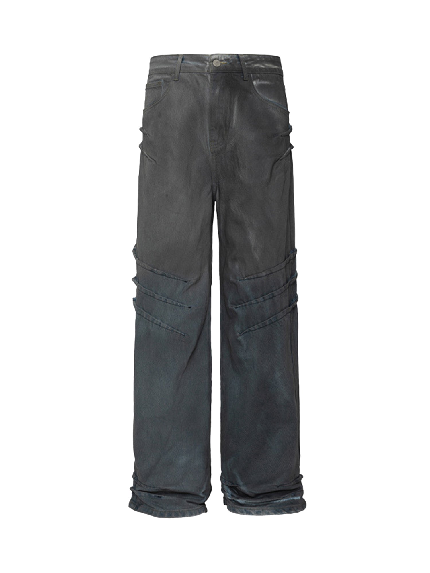 Dirty Wash Design Fleece Straight Leg Jeans