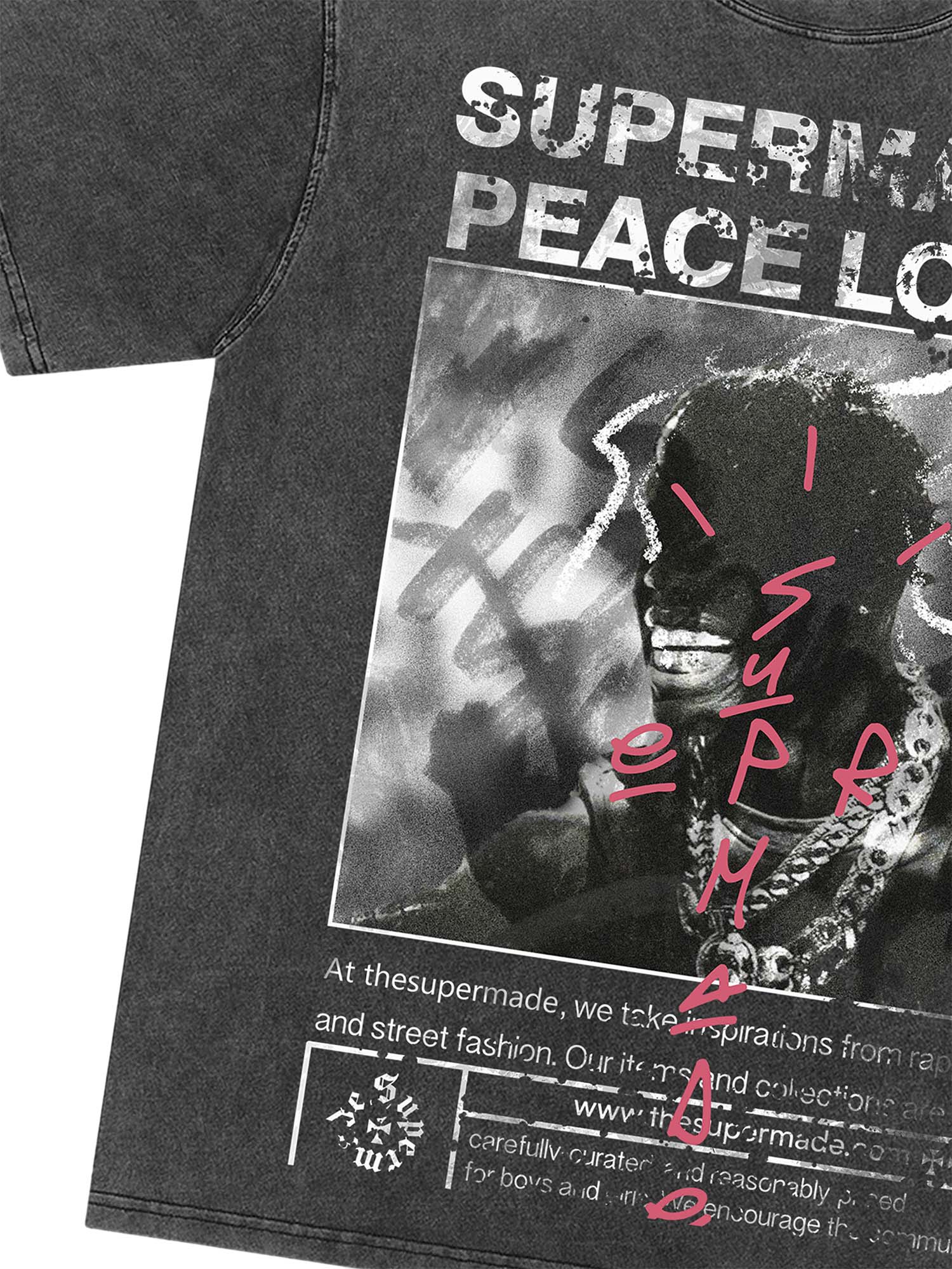 Thesupermade – Übergroßes T-Shirt mit Grafik „Gangsta Rapper“ – 1990 