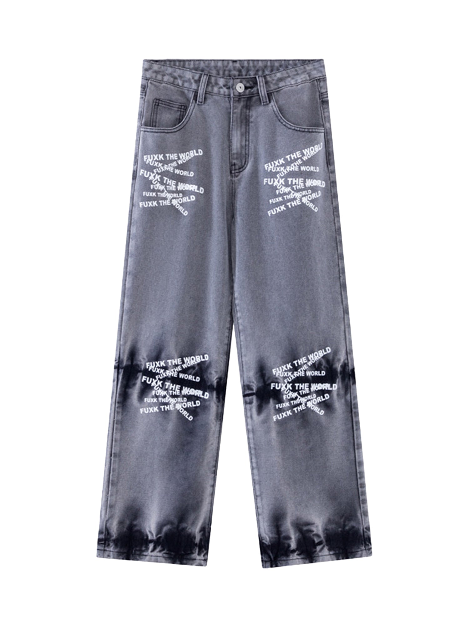 Niche Design Letter Embroidered Tie-dye Gradient Jeans