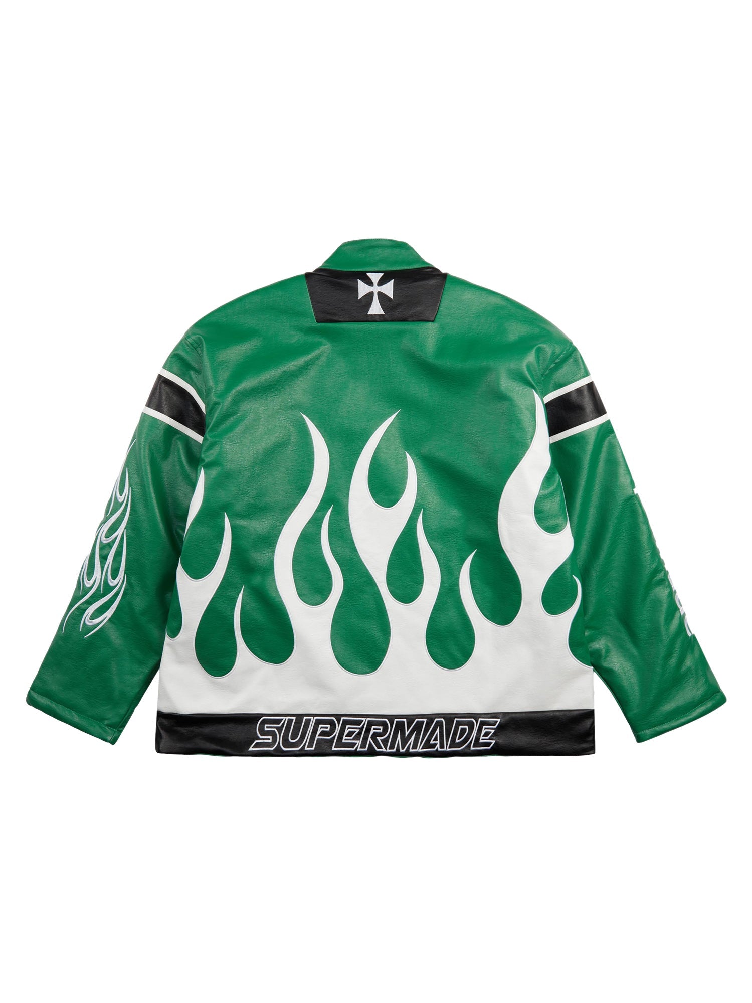 Veste en cuir brodée style motard vintage Thesupermade - 1746