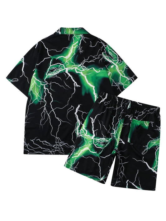 Kurze Sets mit Street Rap Lightning-Print 