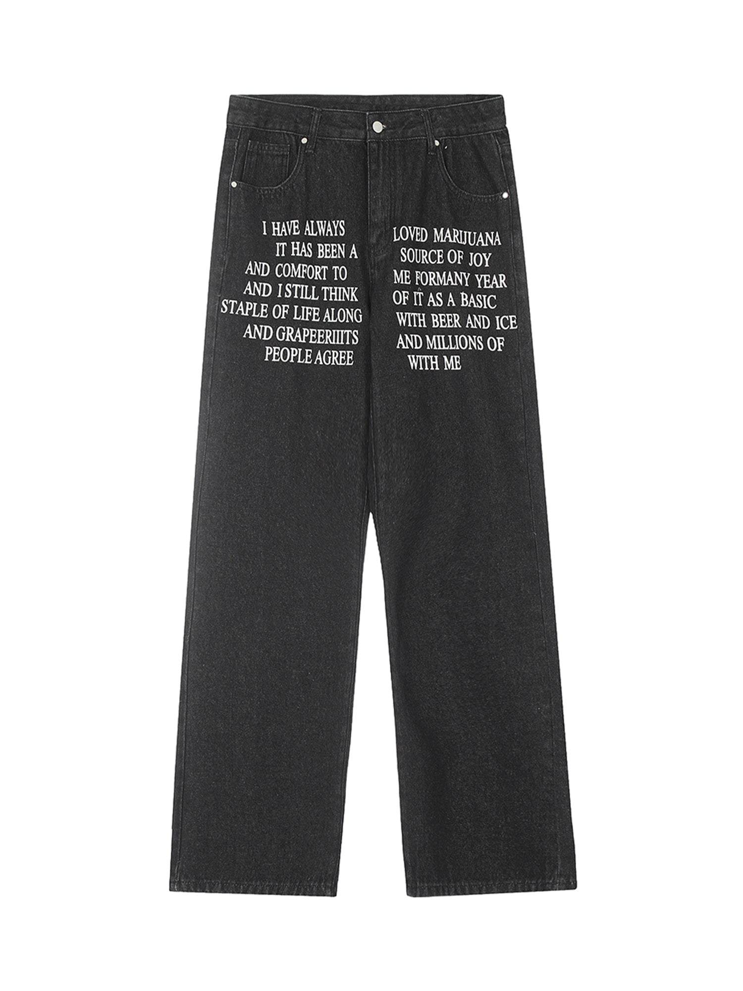 Thesupermade Letter Embroidery Hip-Hop Washed Jeans