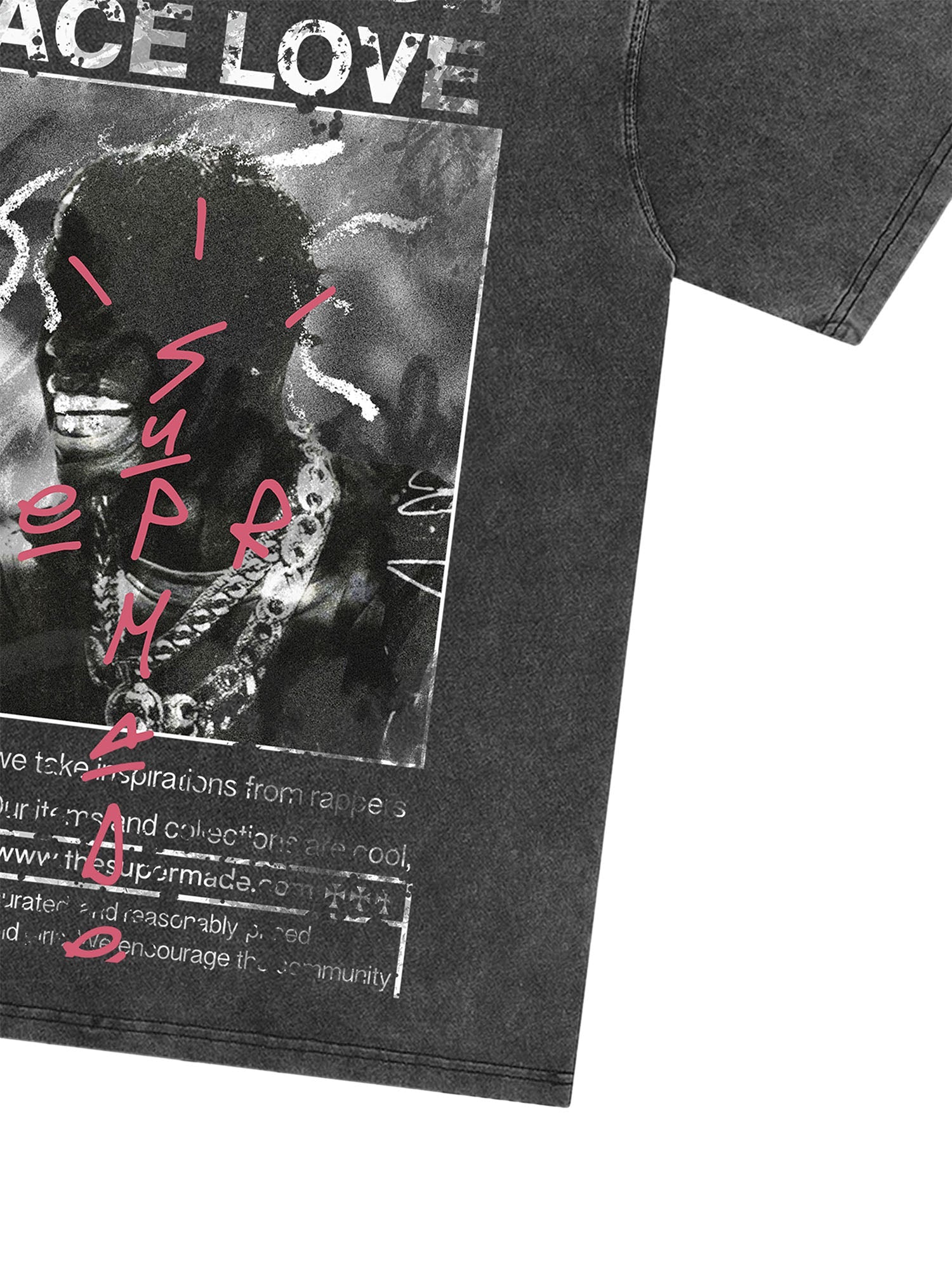 Thesupermade – Übergroßes T-Shirt mit Grafik „Gangsta Rapper“ – 1990 