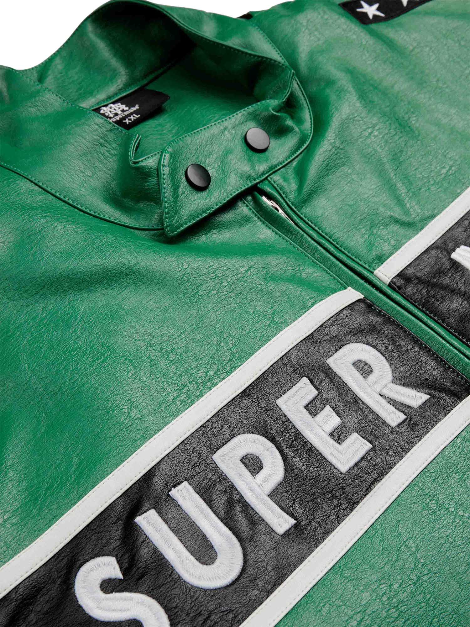 Veste en cuir brodée style motard vintage Thesupermade - 1746