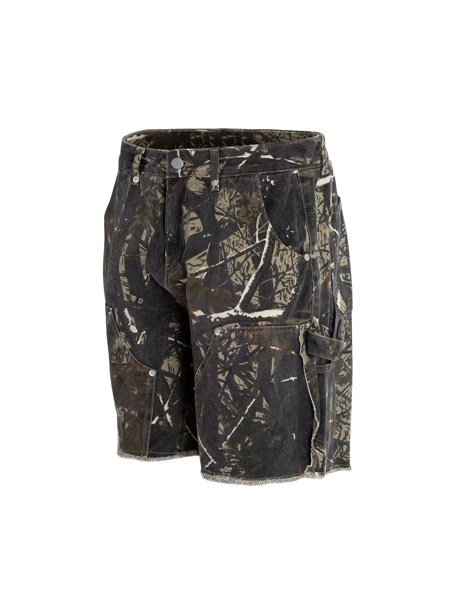 Thesupermade Retro Distressed Camouflage Workwear Hip-Hop Shorts